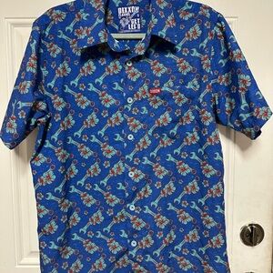 Dixxon Flannel Co Shirt Mens Small Get Lei'd Floral Hawaiian Wrench PERFORMANCE